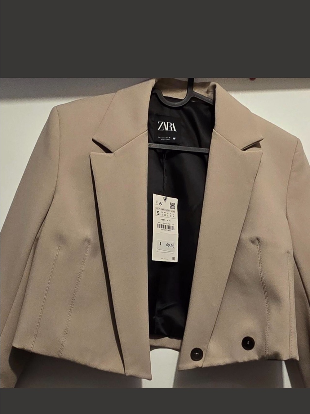 Zara Cropped Blazer in Taupe